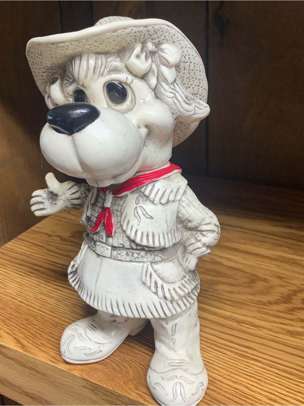1977 Collectable Cowgirl Dog Piggy Bank